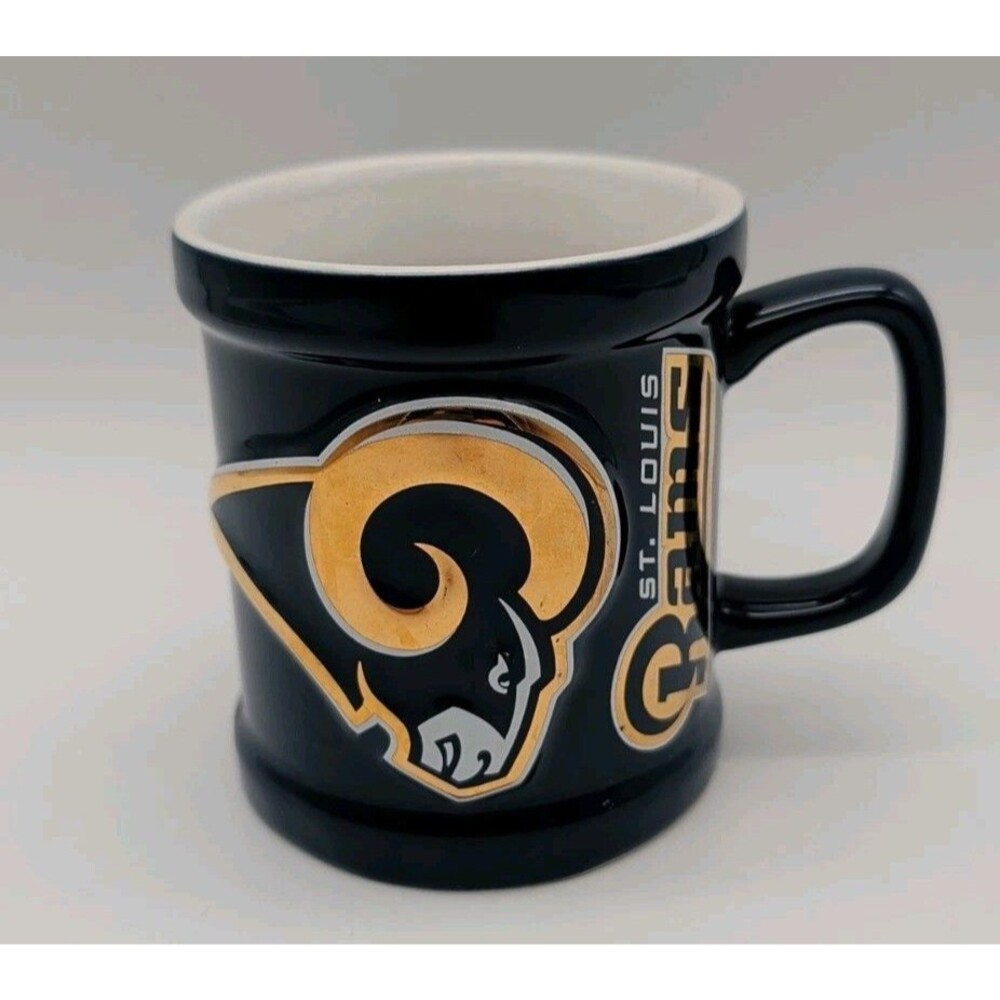 Vintage NFL St Louis Rams Blue Embossed Logo Football Fan Coffee Mug